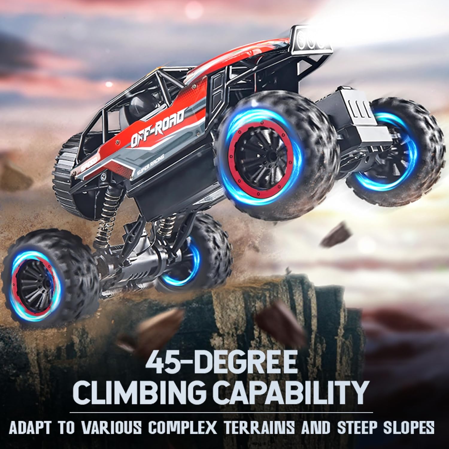 1:12 Monster Truck Metal Alloy with Rechargable Battery Smoke Music and Lights - Tafeen Toys