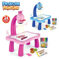 Kids projector painting drawing toy set with pink and blue tables, markers, and drawing book from Tafeen Toys